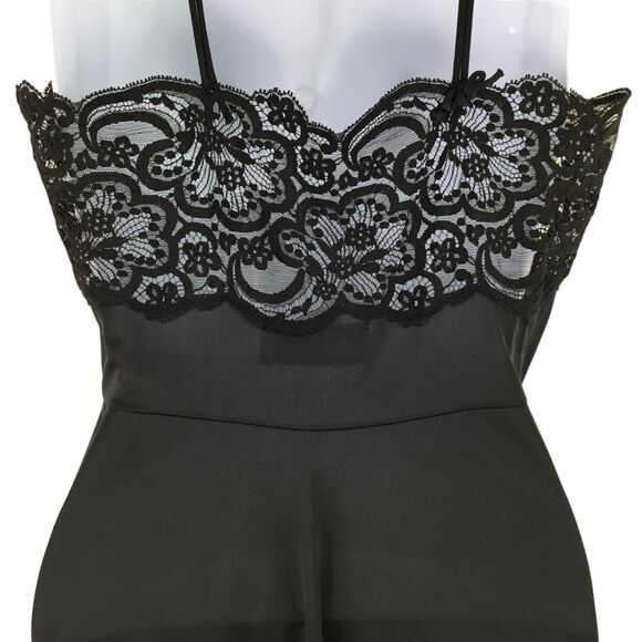 Lily of France Lingerie sz S Black Nylon Maxi Nightgown Lace Union Made 50s USA - Picture 12 of 15
